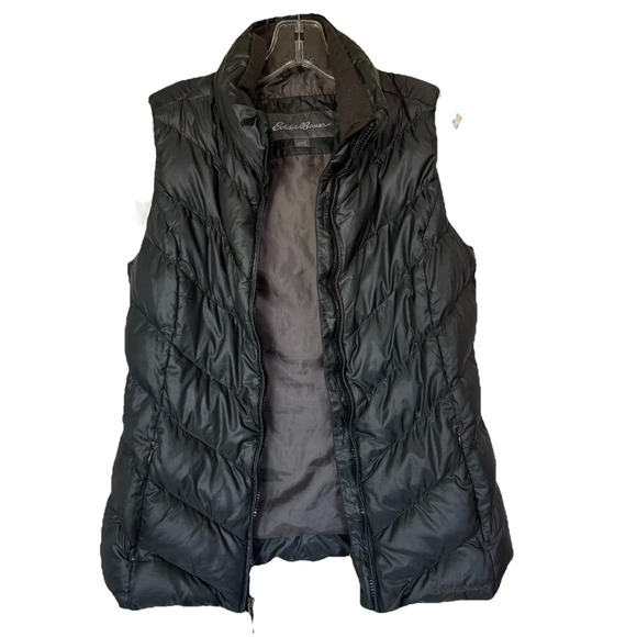 Eddie Bauer Vest Womens Small Black EB650 Down Puffer Quilted Full Zip Thick - Picture 7 of 8